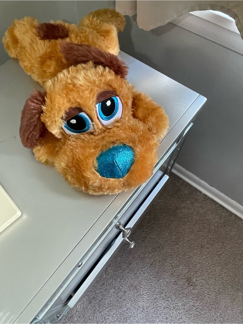 Plush Puppy Stuffed Animal with Sparkle Teal Nose. New